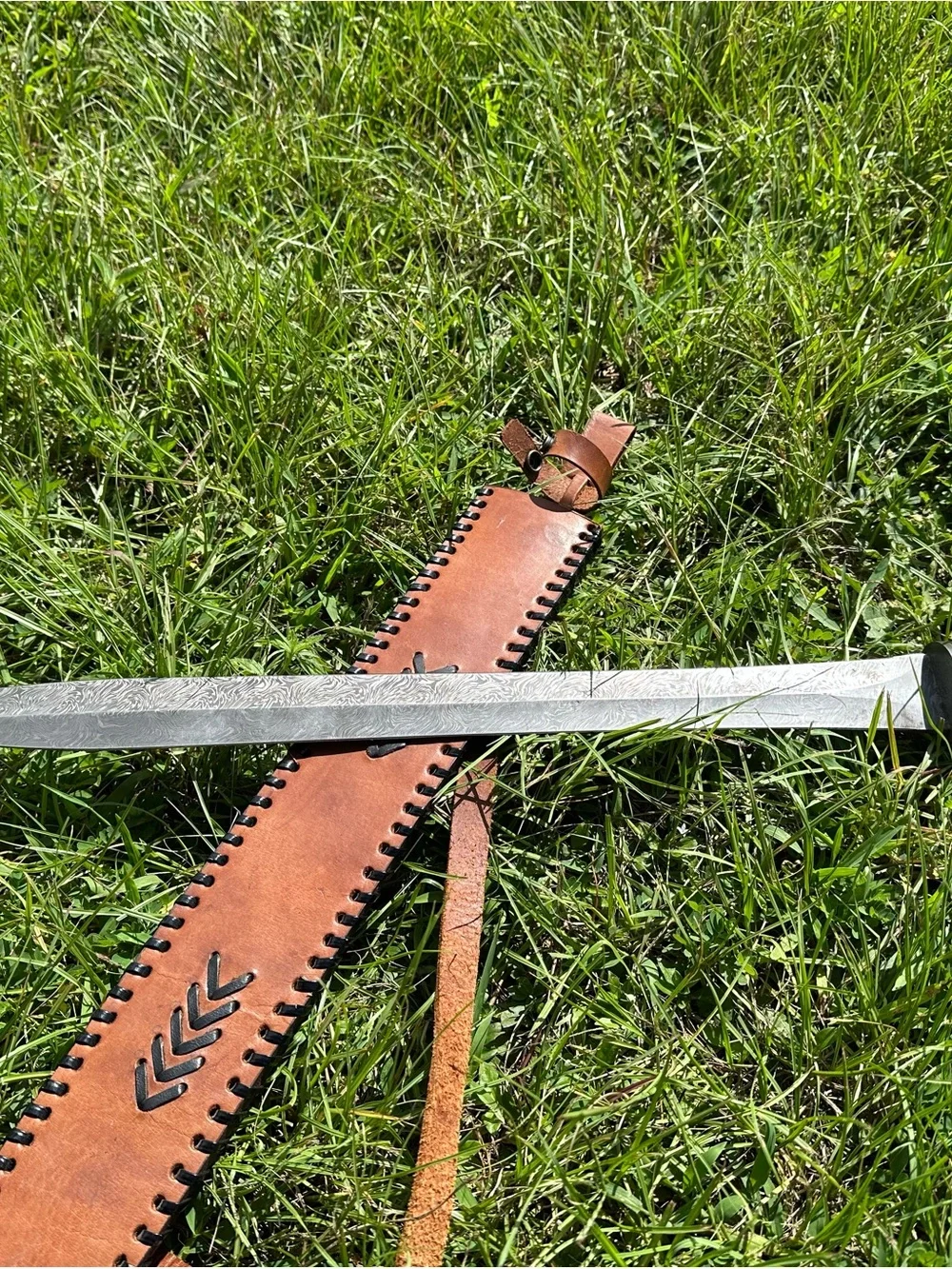 Damascus Roman Gladius Sword with Leather Sheath
